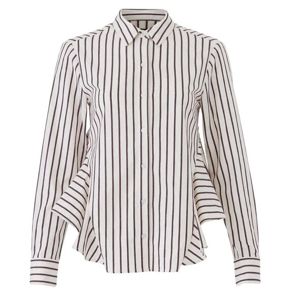 DREW Flounce Peplum Striped Button Down Dillone Blouse - Picture 1 of 11